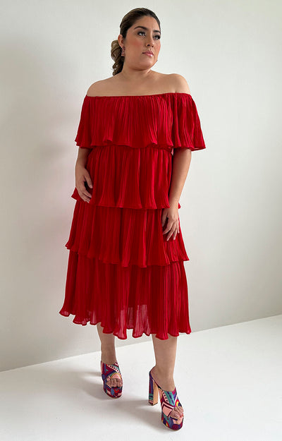 Vestido rojo plisado - Boutiquemirel