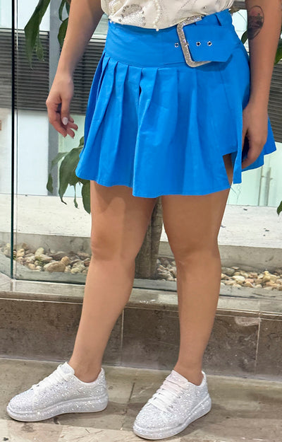 Short falda azul tableada - Boutiquemirel