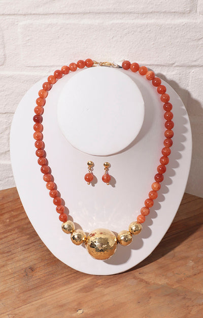 Set de collar naranja de piedra natural - SET COLLAR Boutiquemirel 