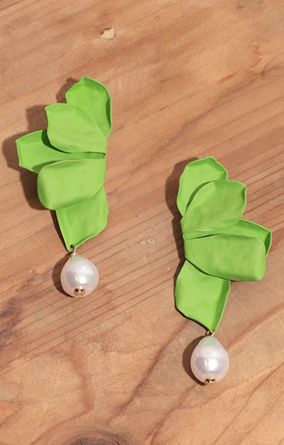 Arete verde con perlas - ARETE Boutiquemirel 
