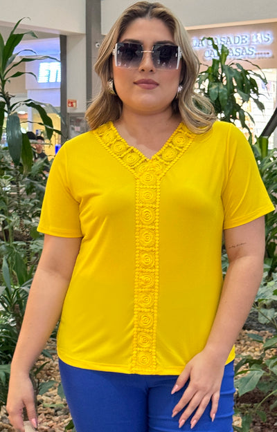 Blusa amarilla con encaje - BLUSA Boutiquemirel 
