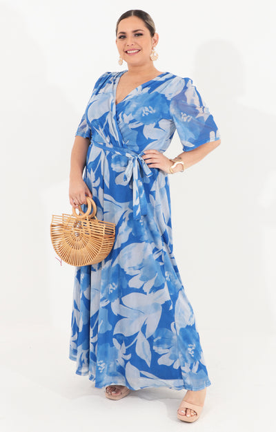 Vestido azul con flores - VESTIDO Boutiquemirel 