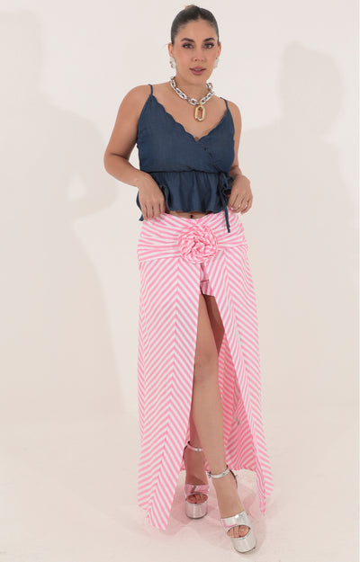 Short falda blanca con líneas rosas - SHORT Boutiquemirel 
