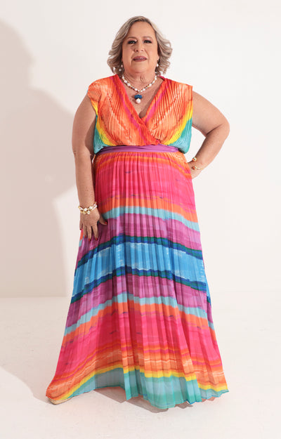 Vestido plisado multicolor - VESTIDO Boutiquemirel 
