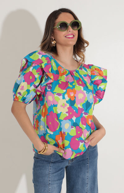 Blusa estampada multicolor - BLUSA Boutiquemirel 