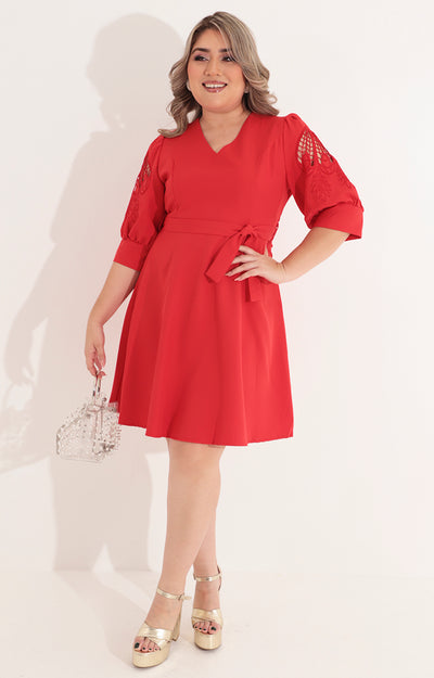 Vestido rojo con encaje - VESTIDO Boutiquemirel 