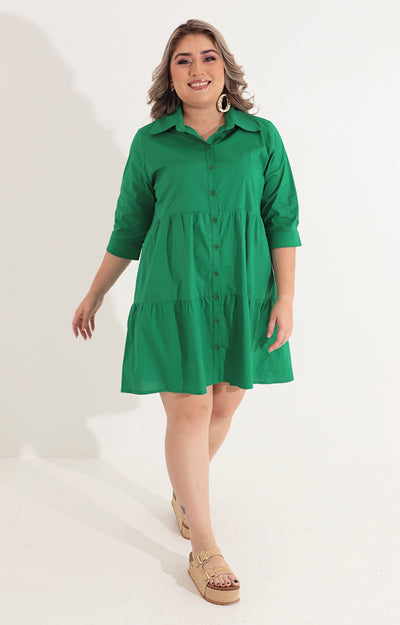 Vestido verde de popelina - VESTIDO Boutiquemirel 
