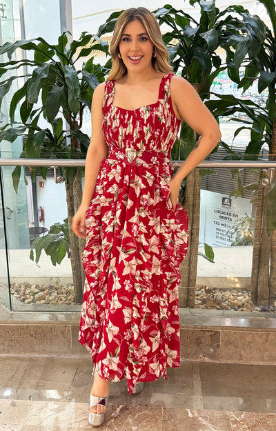 Vestido rojo con flores - Boutiquemirel