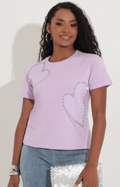 Camiseta lila con brillos - BLUSA Boutiquemirel 