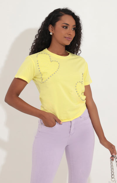 Camiseta amarilla con brillos - BLUSA Boutiquemirel 