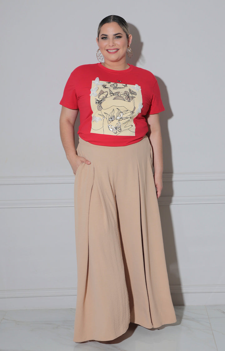 Blusa roja estampada de mariposas - BLUSA Boutiquemirel 