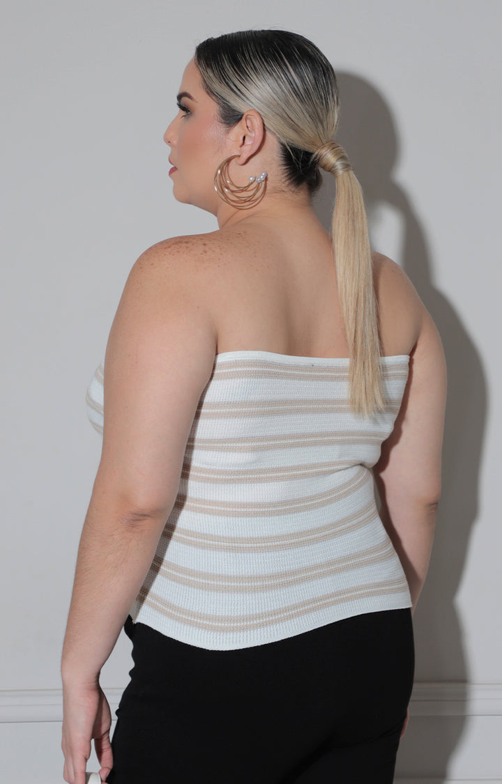 Blusa straple beige - BLUSA CURVY Boutiquemirel 