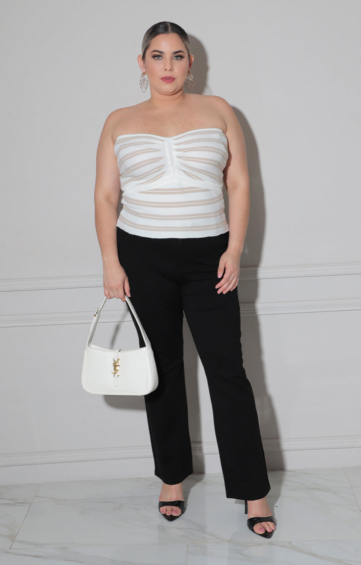 Blusa straple beige - BLUSA CURVY Boutiquemirel 