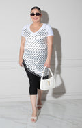 Blusa blanca con negro  polka-donts - BLUSA XL Boutiquemirel 