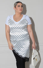 Blusa blanca con negro  polka-donts - BLUSA XL Boutiquemirel 