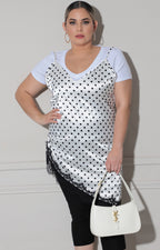 Blusa blanca con negro  polka-donts - BLUSA XL Boutiquemirel 