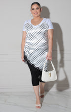 Blusa blanca con negro  polka-donts - BLUSA XL Boutiquemirel 