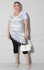Blusa blanca con negro  polka-donts - BLUSA XL Boutiquemirel 