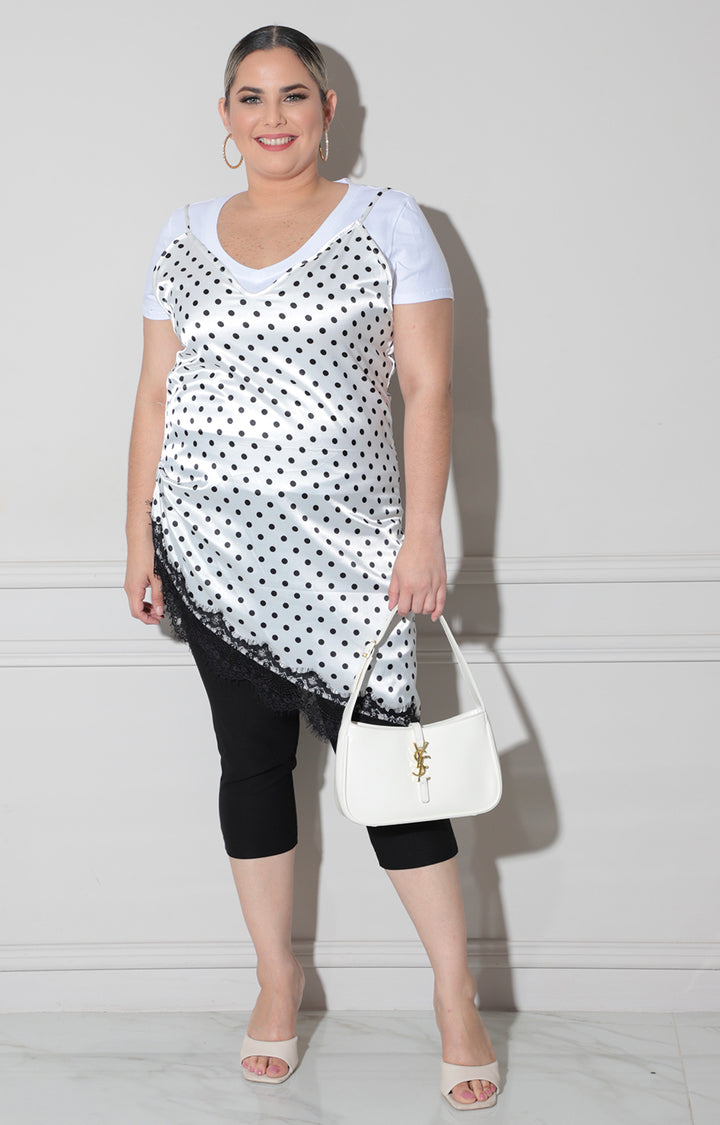 Blusa blanca con negro  polka-donts - BLUSA XL Boutiquemirel 
