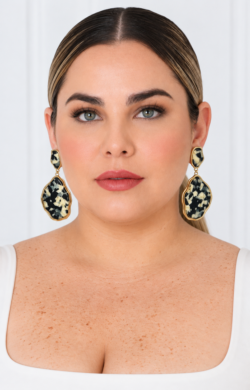 Aretes colgantes de acetato tipo carey
