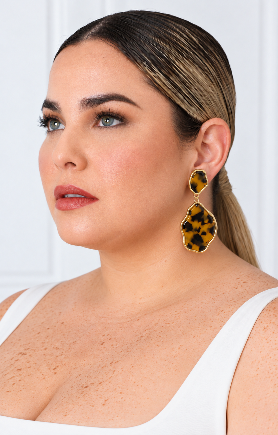 Aretes colgantes de acetato tipo carey