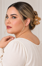 Pinza para cabello Boutiquemirel con diseño de flor y rayas en tonos caramelo para peinados elegantes y femeninos