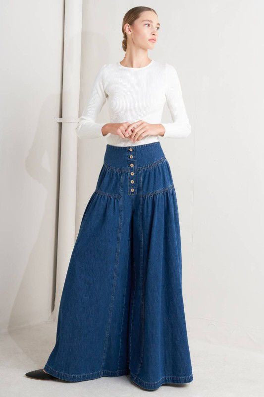 Pantalón palazzo denim - PANTALON Boutiquemirel 