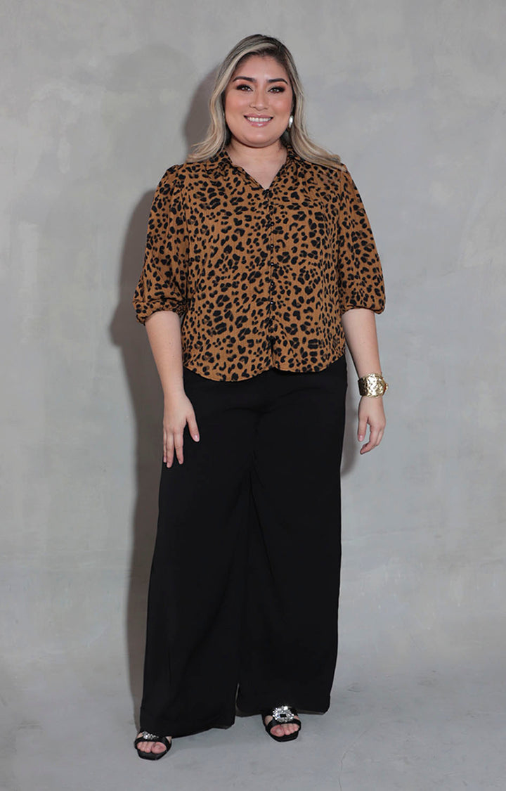 Blusa café estampada - BLUSA XL Boutiquemirel 