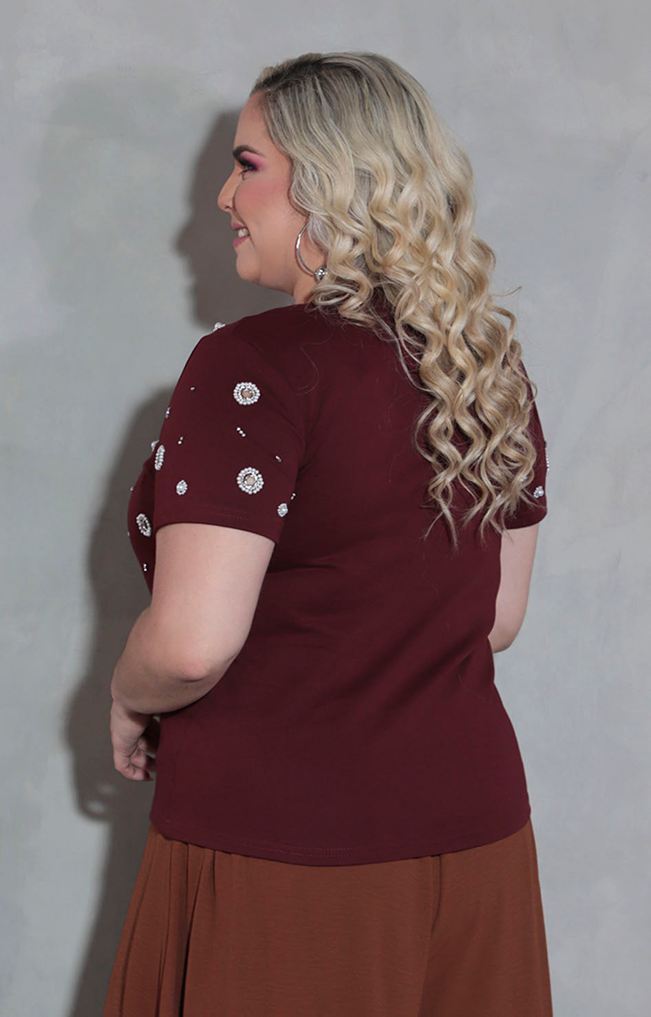 Blusa vino con perlas - BLUSA XL Boutiquemirel 