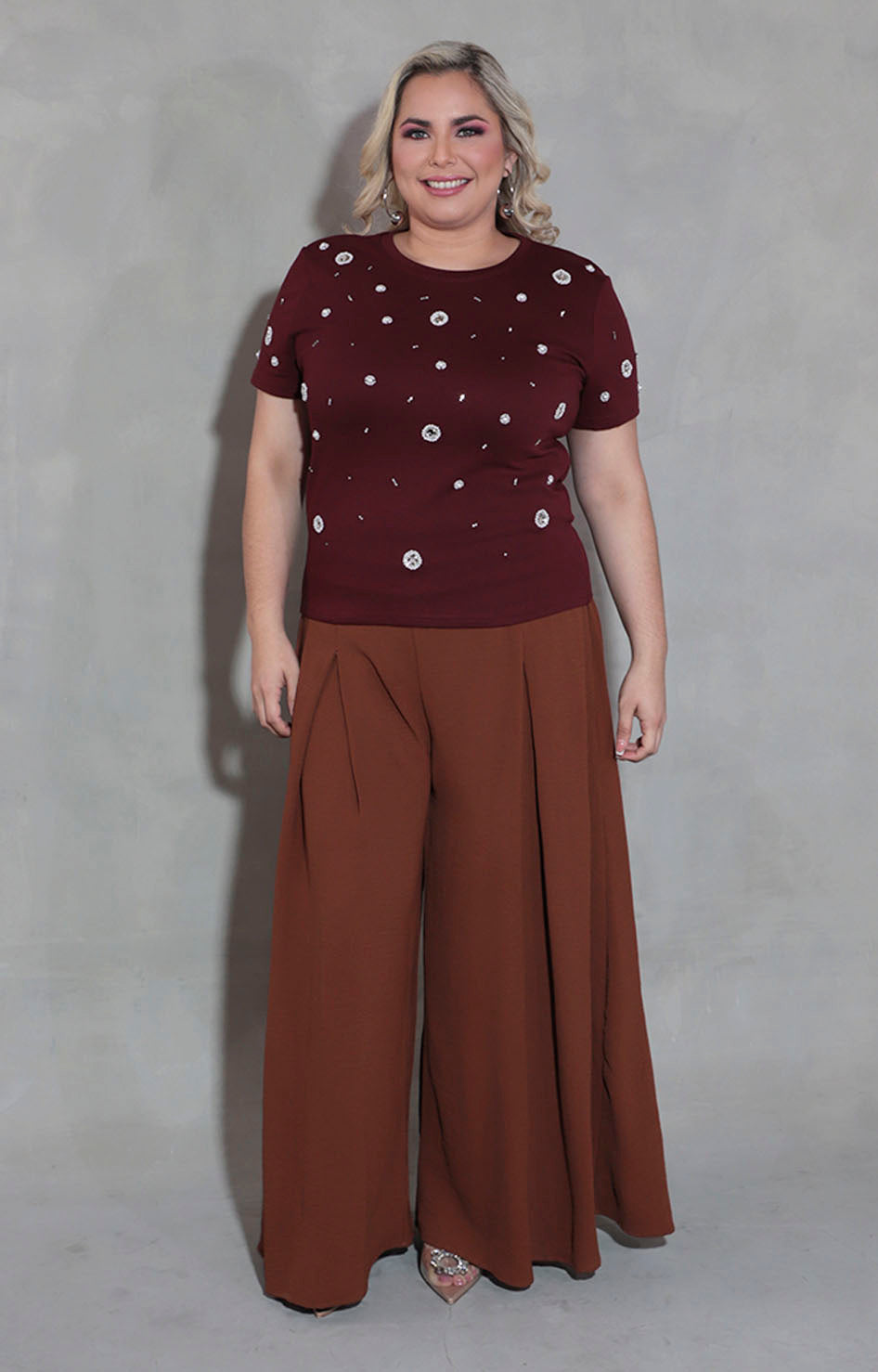 Blusa vino con perlas - BLUSA XL Boutiquemirel 