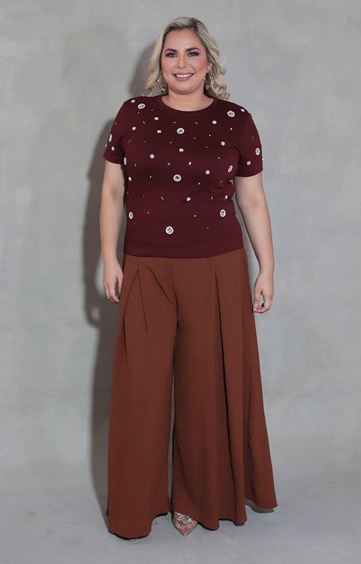 Blusa vino con perlas - BLUSA XL Boutiquemirel 