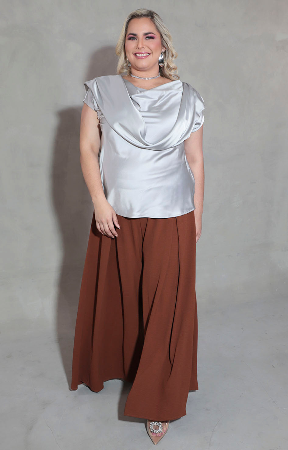 Blusa gris satinada - BLUSA XL Boutiquemirel 