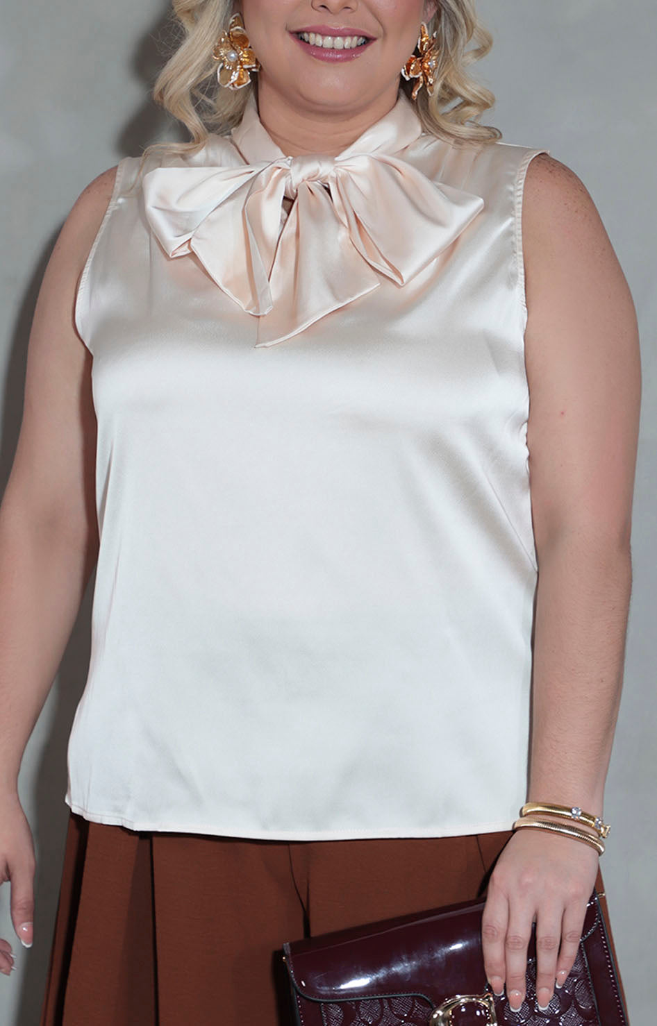 Blusa beige satinada - BLUSA XL Boutiquemirel 