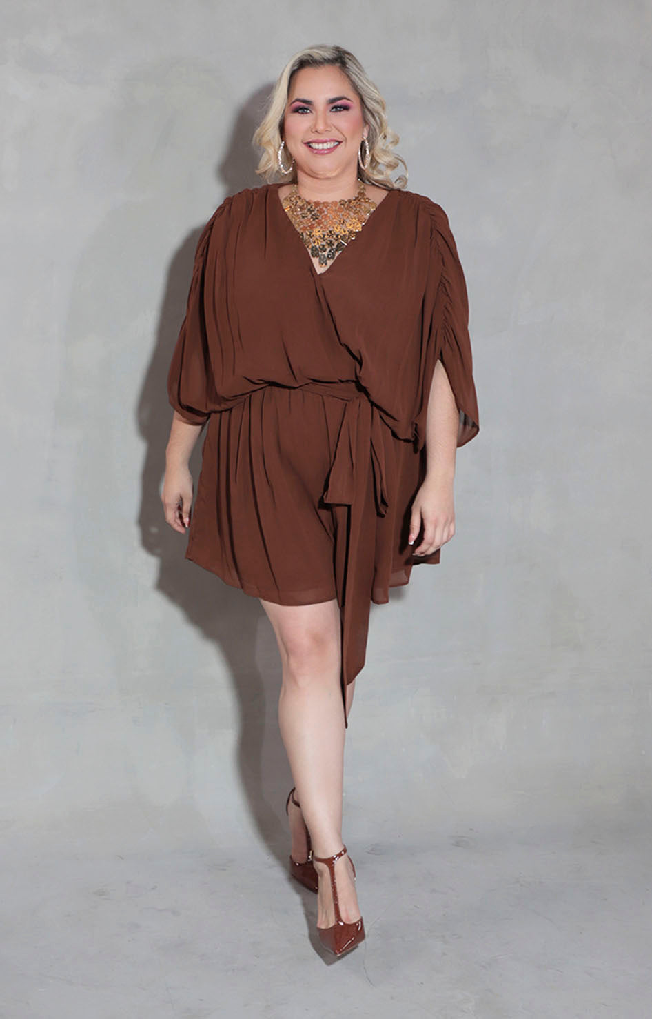 Jumpsuit café con lazo - PALAZZO XL Boutiquemirel 