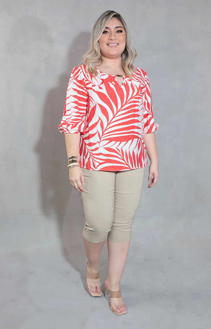 Blusa naranja estampada - BLUSA XL Boutiquemirel 