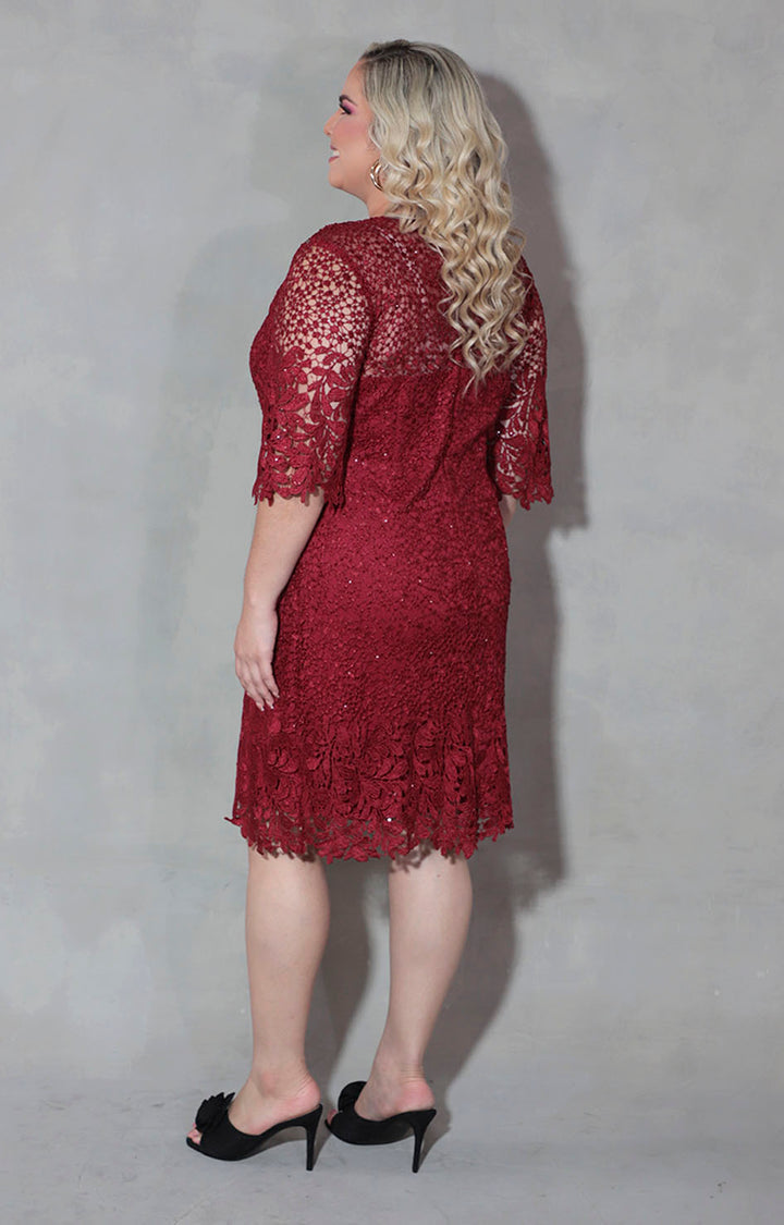 Vestido vino en encaje - VESTIDO XL Boutiquemirel 