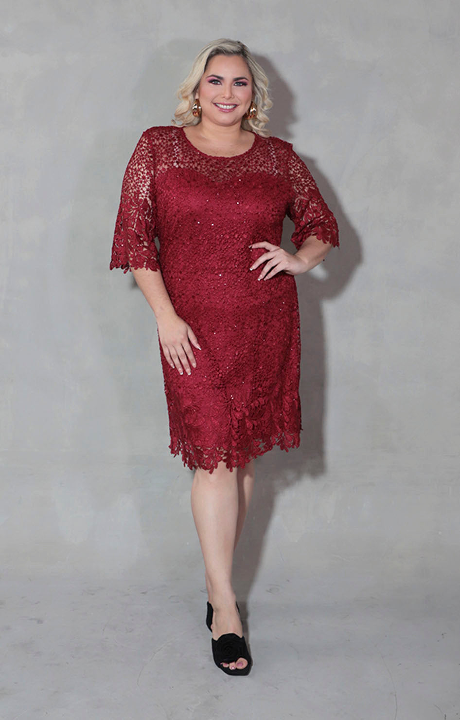 Vestido vino en encaje - VESTIDO XL Boutiquemirel 