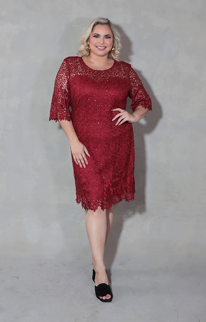 Vestido vino en encaje - VESTIDO XL Boutiquemirel 