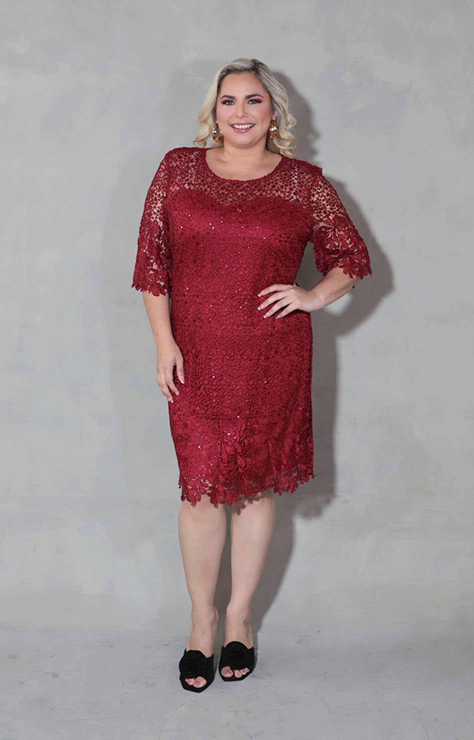Vestido vino en encaje - VESTIDO XL Boutiquemirel 