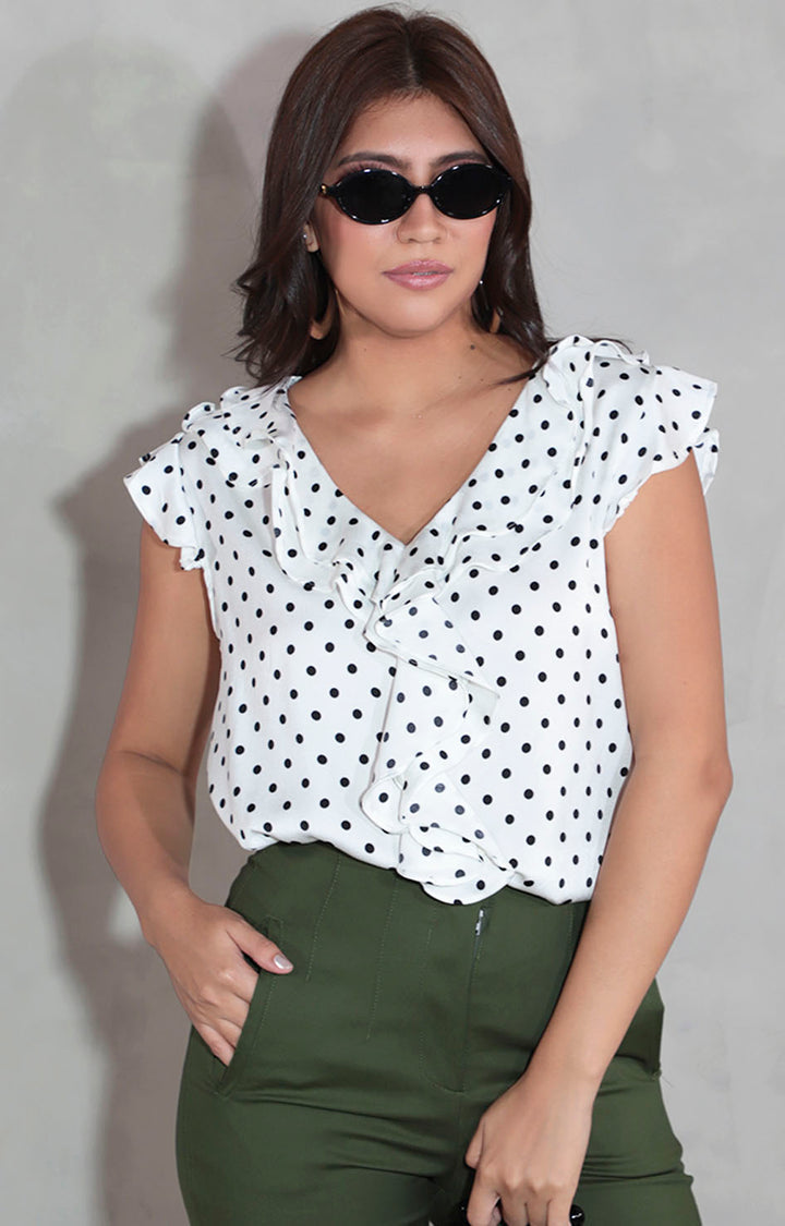 Blusa blanca con lunares - BLUSA Boutiquemirel 