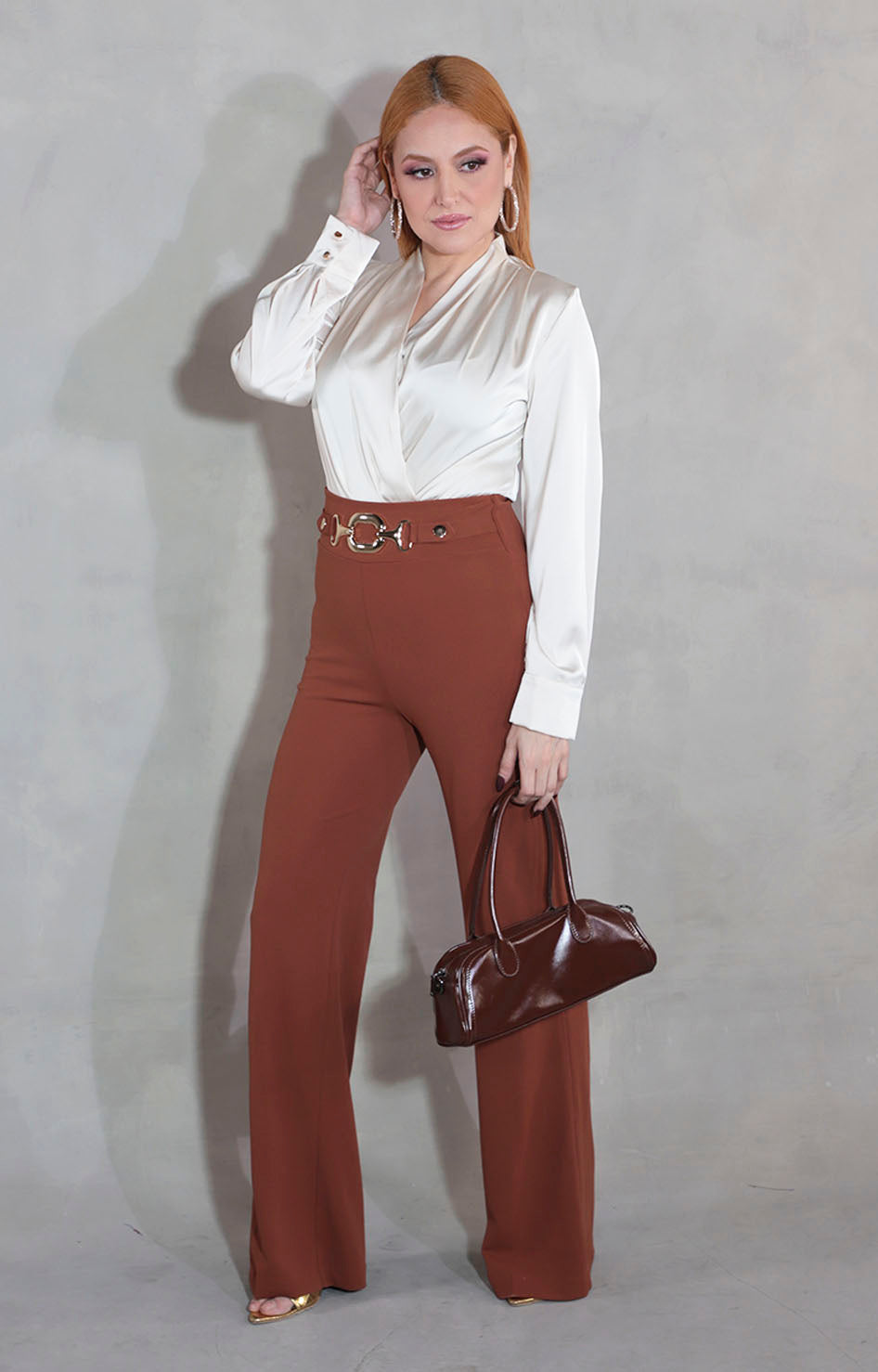 Pantalón café con hebilla - PANTALON Boutiquemirel 