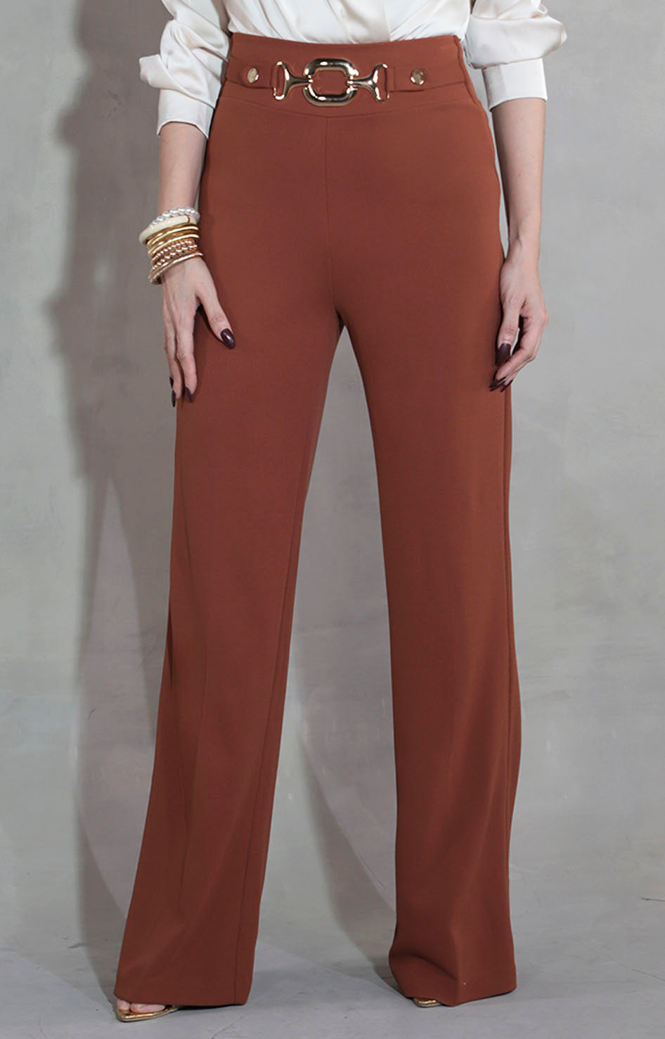 Pantalón café con hebilla - PANTALON Boutiquemirel 