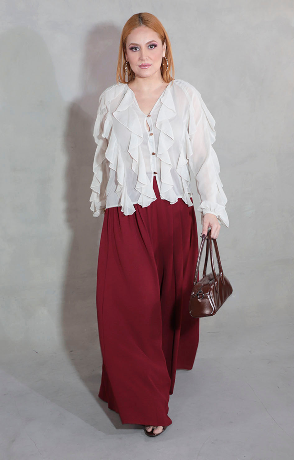 Blusa beige con olanes - BLUSA Boutiquemirel 