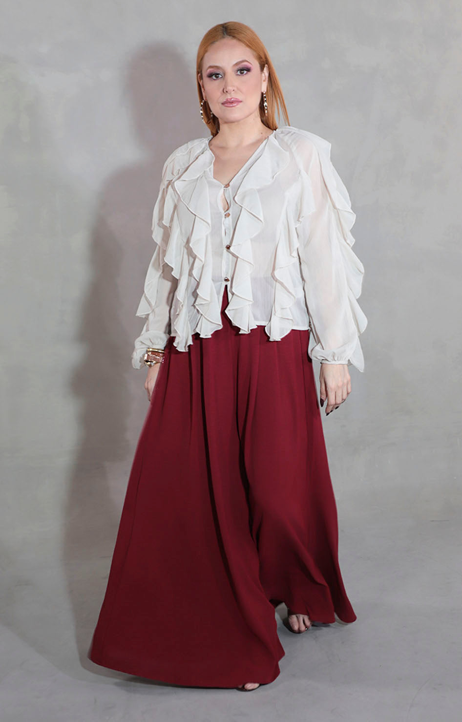 Blusa beige con olanes - BLUSA Boutiquemirel 