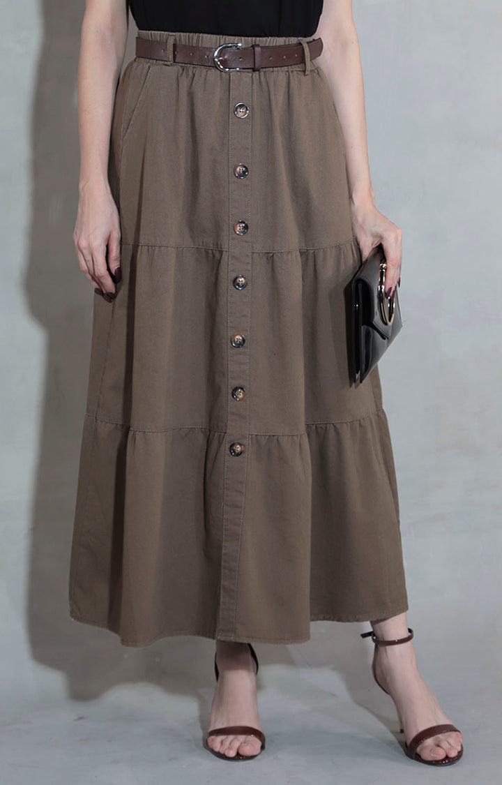 Falda café con cinturón - FALDA Boutiquemirel 