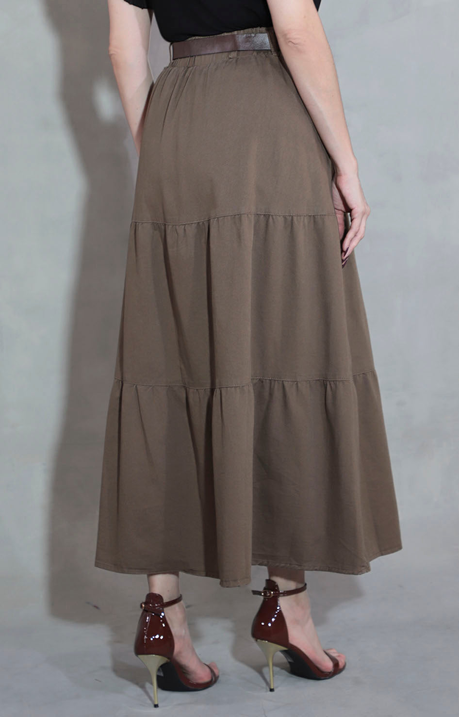 Falda café con cinturón - FALDA Boutiquemirel 