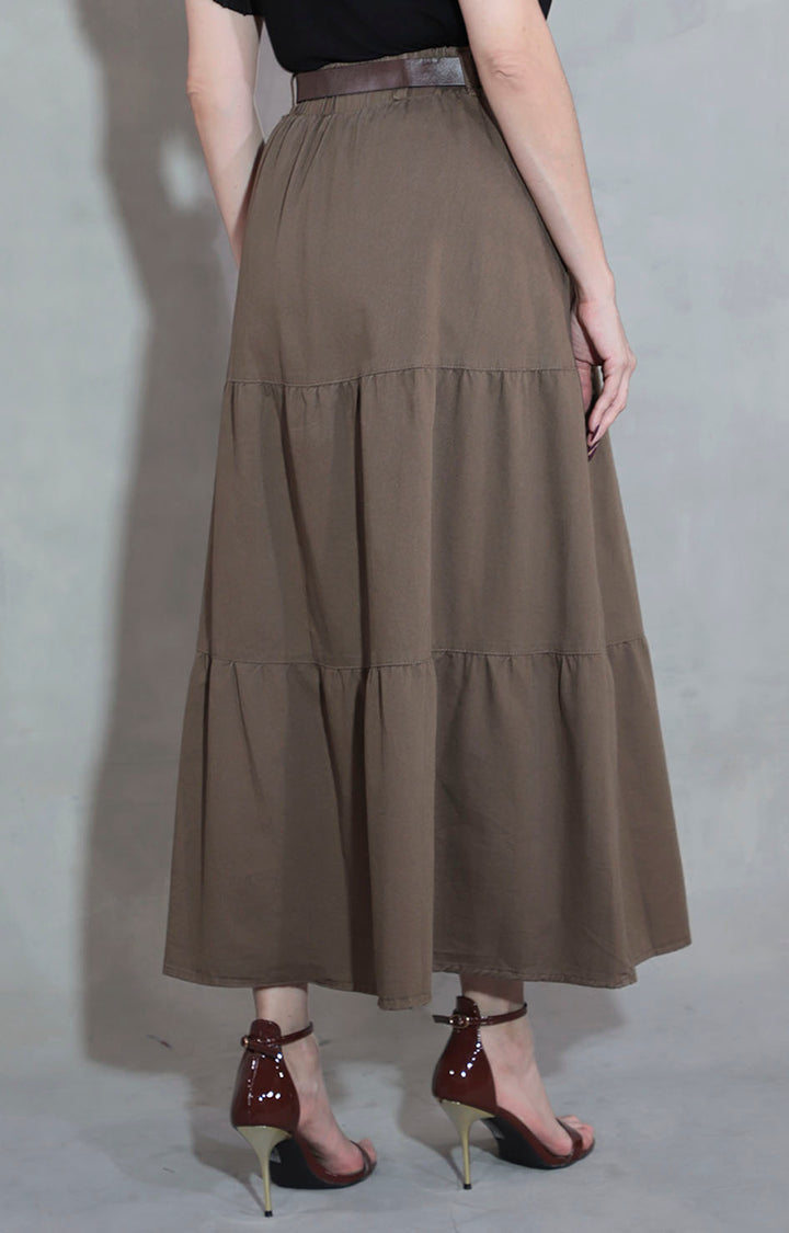 Falda café con cinturón - FALDA Boutiquemirel 