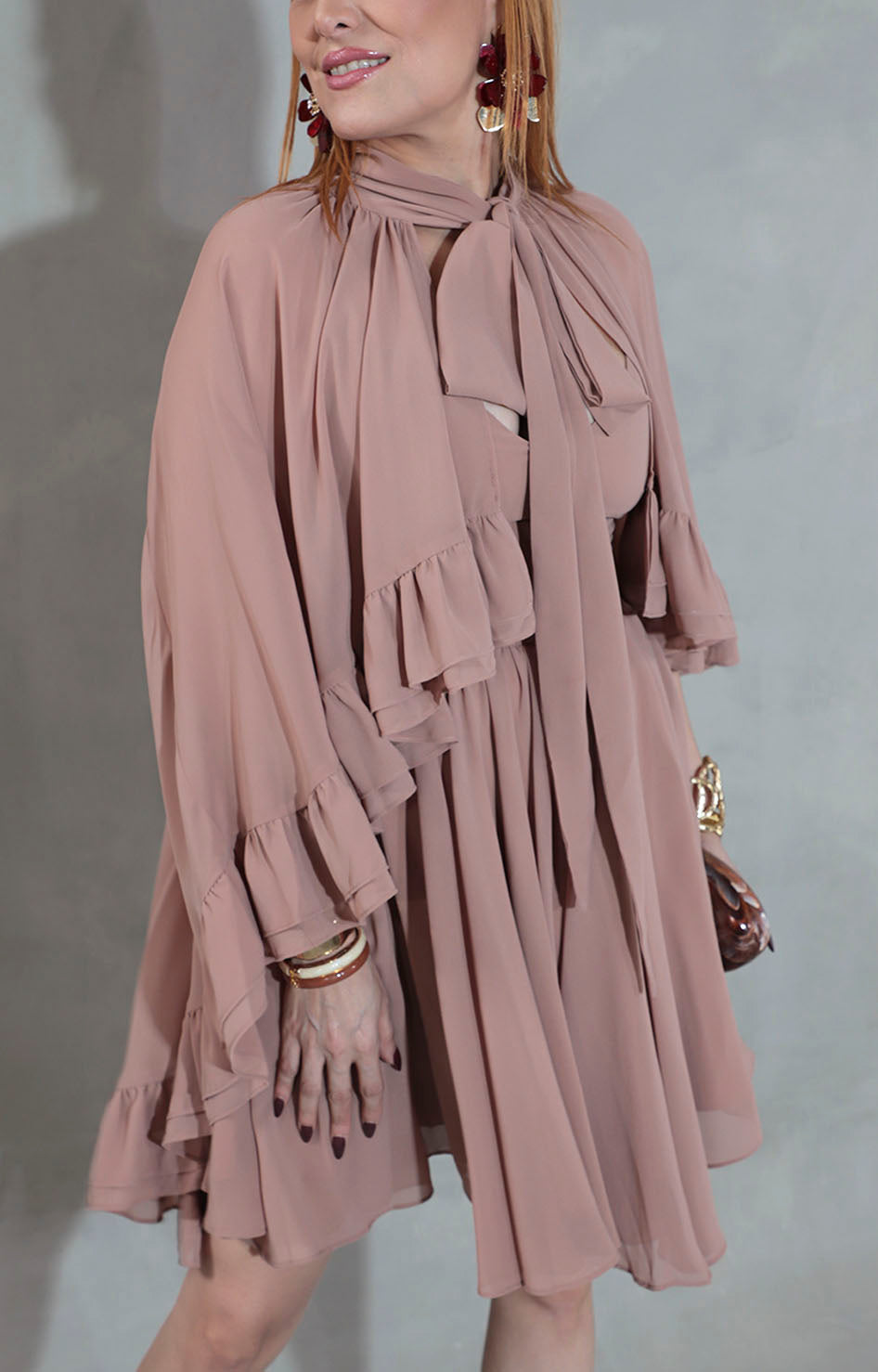 Vestido café con capa - VESTIDO Boutiquemirel 