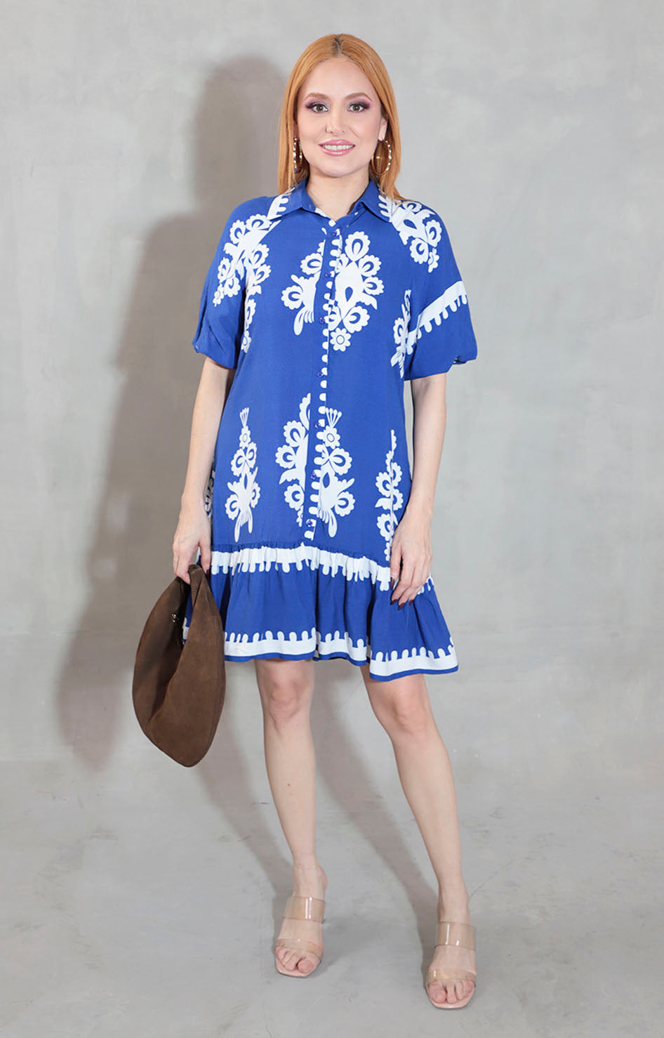 Vestido azul con flores - VESTIDO Boutiquemirel 