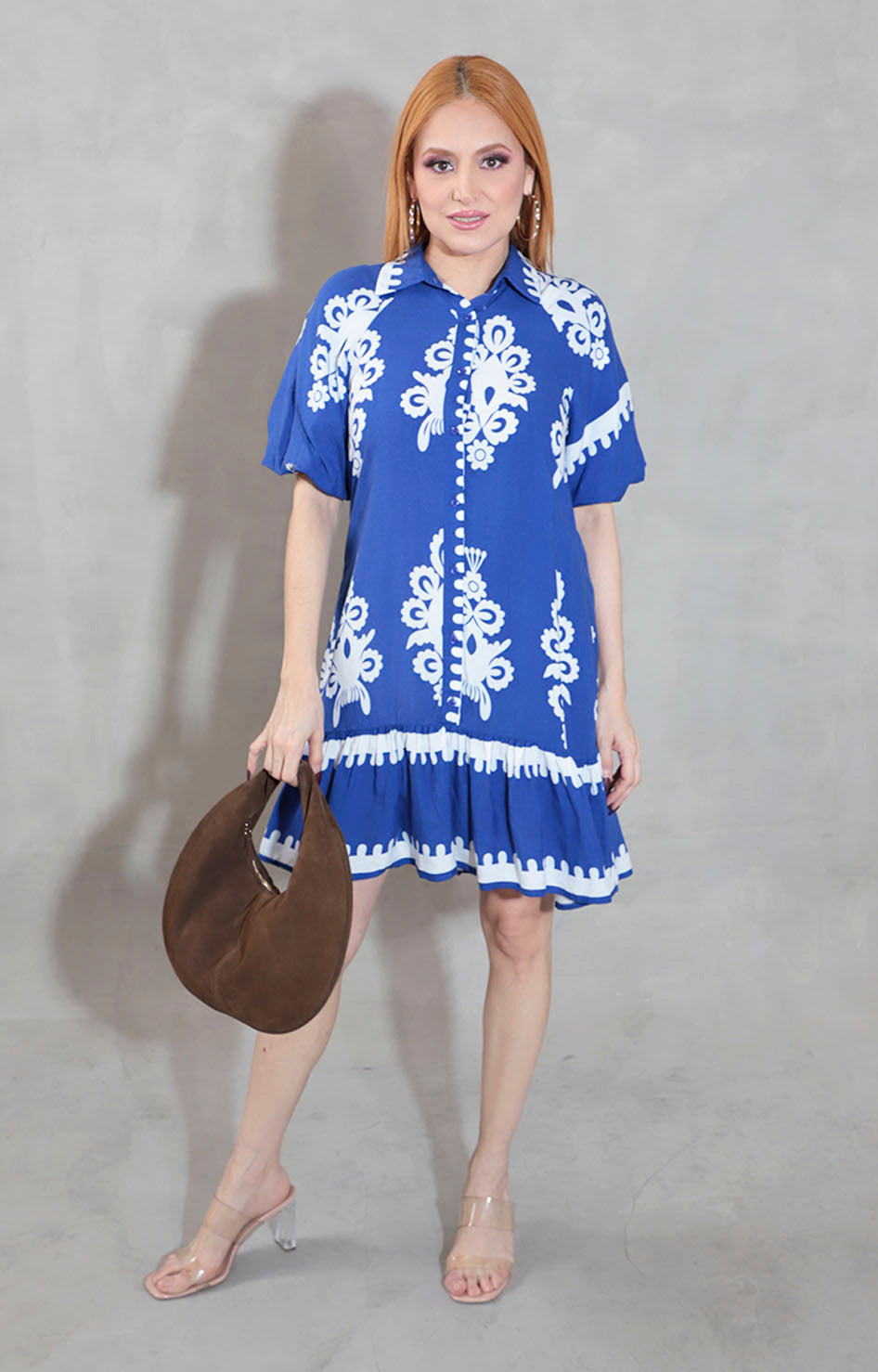 Vestido azul con flores - VESTIDO Boutiquemirel 